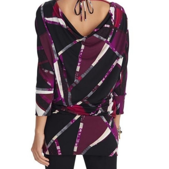 Black purple print white house black market dress - Picture 4 of 5